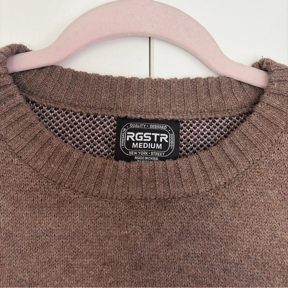 RGSTR Humanity Sweater Men's Medium Brown Cherry Blossom Japan Knit Pullover NWT - Picture 5 of 11